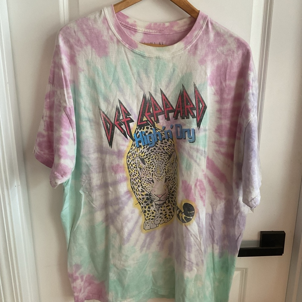 Def Leppard - High n Dry Short Sleeve Shirt - Multicolor Tie Dye - Size X-Large - Picture 2 of 11